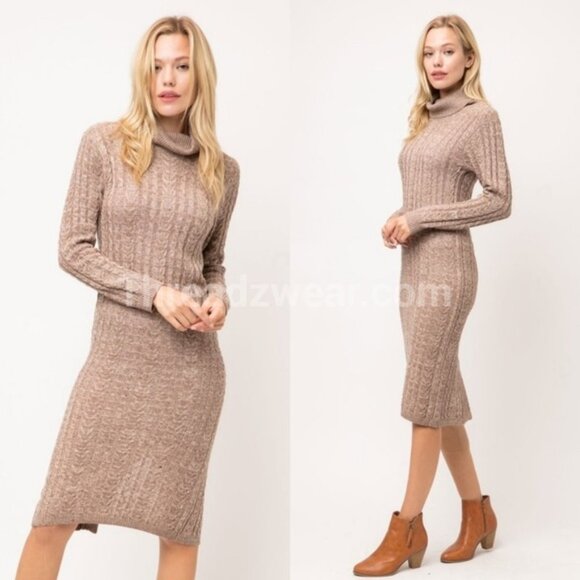 Cozy Casual Dresses & Skirts - Long Sleeve Sweater Dress —#093
